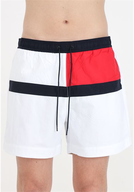 White men's swim shorts with a flag design TOMMY HILFIGER | UM0UM03259YCF